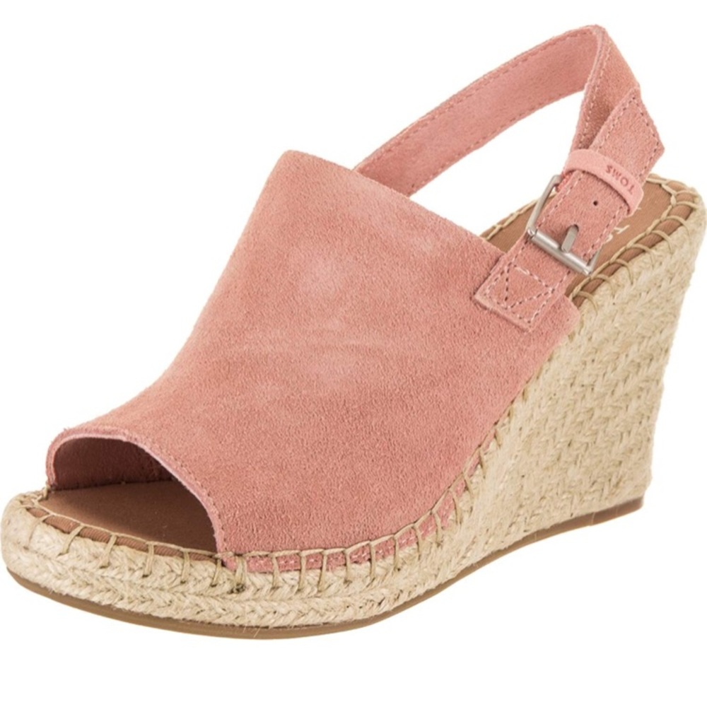 Toms pink suede wedges